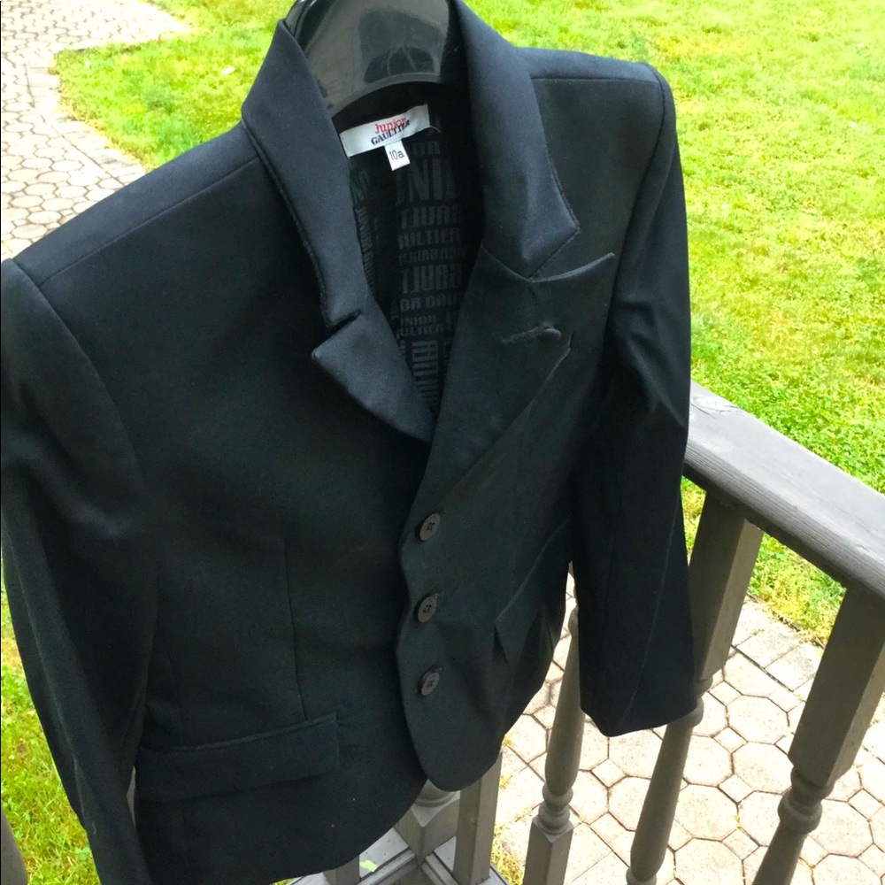 Junior Gaultier Suit Jacket Black Designer Size 10
